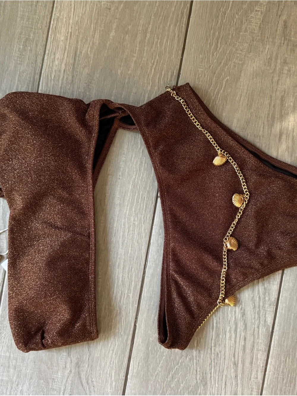 Brown Shimmer Cutout One-Piece Swimsuit